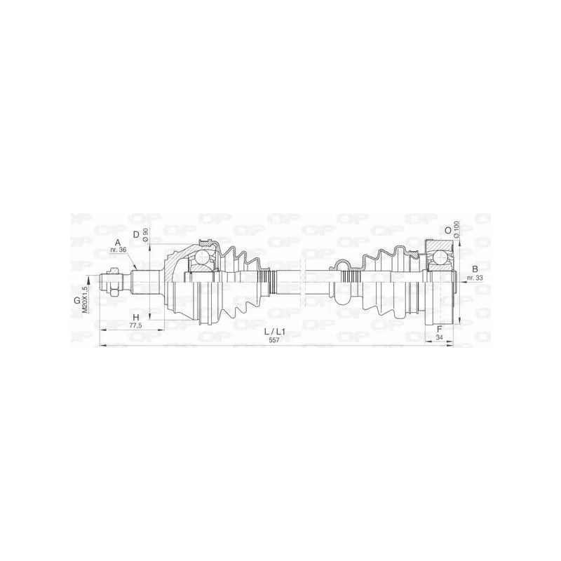 Arbre de transmission avant gauche OPEN PARTS DRS6422.00