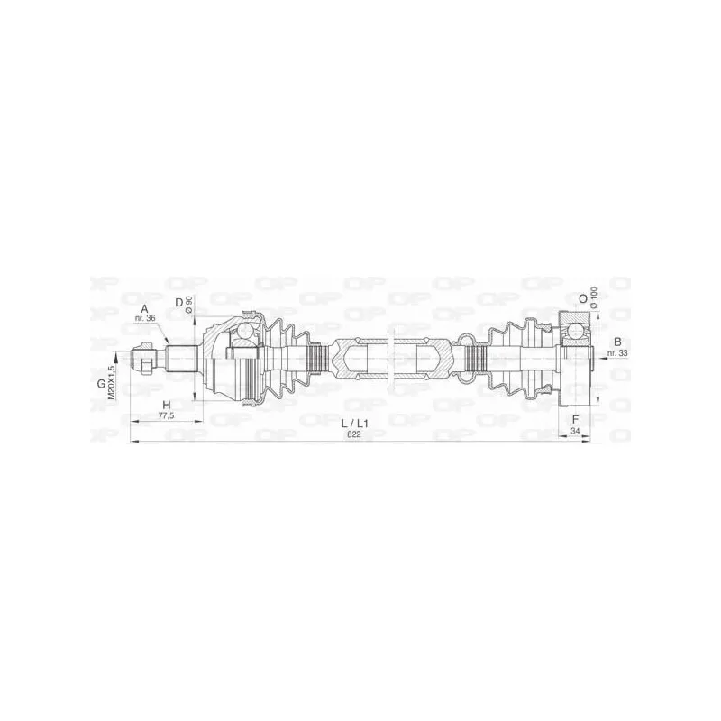 Arbre de transmission avant droit OPEN PARTS DRS6423.00