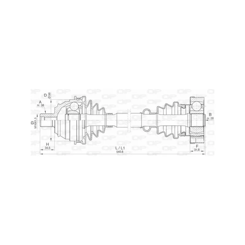 Arbre de transmission OPEN PARTS DRS6424.00