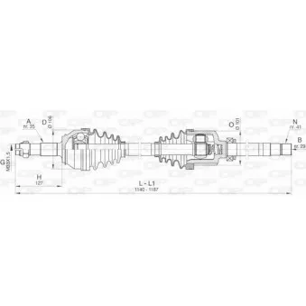 Arbre de transmission avant droit OPEN PARTS DRS6425.00