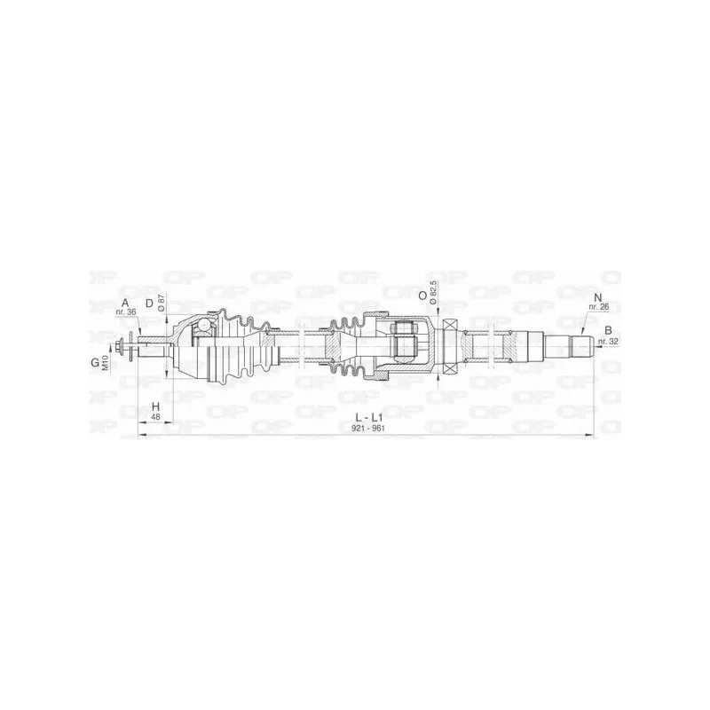 Arbre de transmission avant droit OPEN PARTS DRS6428.00