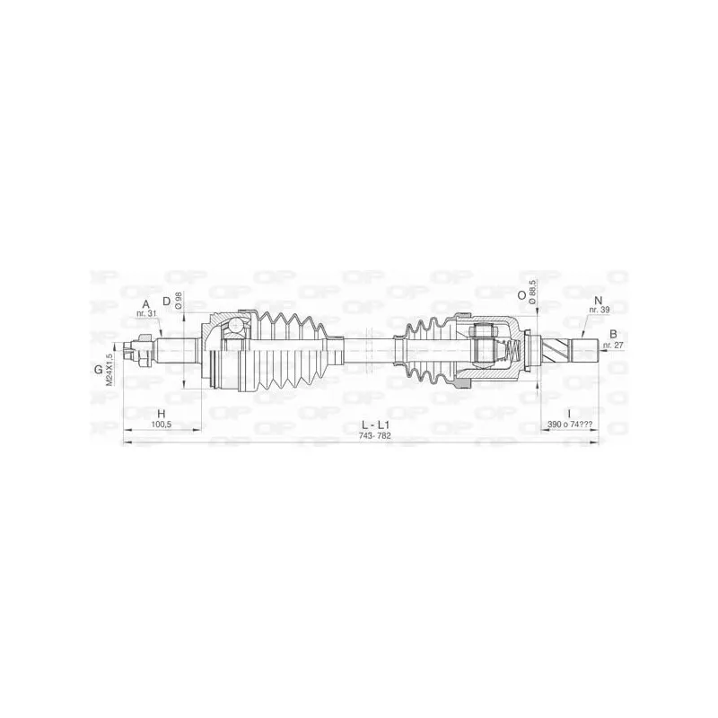 Arbre de transmission avant gauche OPEN PARTS DRS6429.00