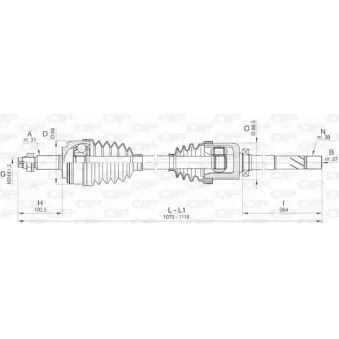 Arbre de transmission avant droit OPEN PARTS DRS6430.00