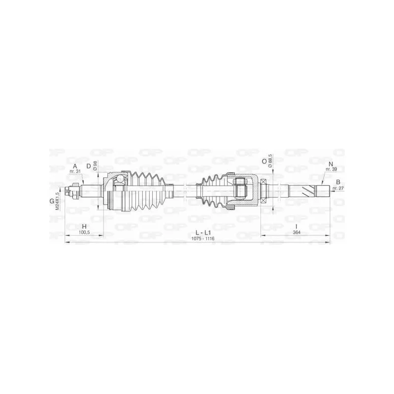 Arbre de transmission avant droit OPEN PARTS DRS6430.00