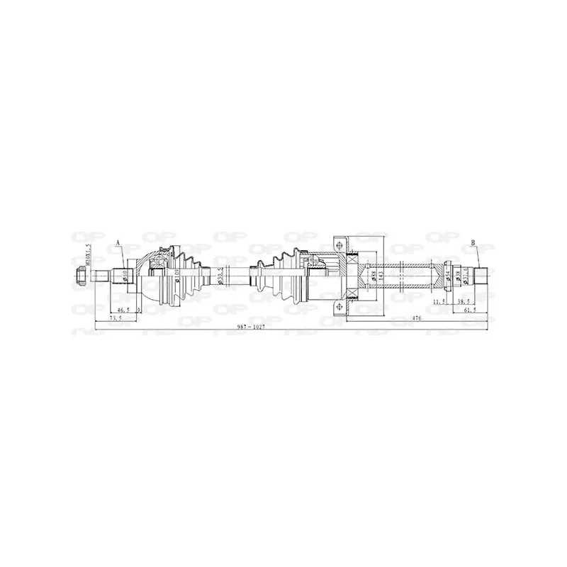 Arbre de transmission avant droit OPEN PARTS DRS6431.00