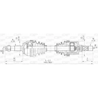 Arbre de transmission avant gauche OPEN PARTS DRS6433.00