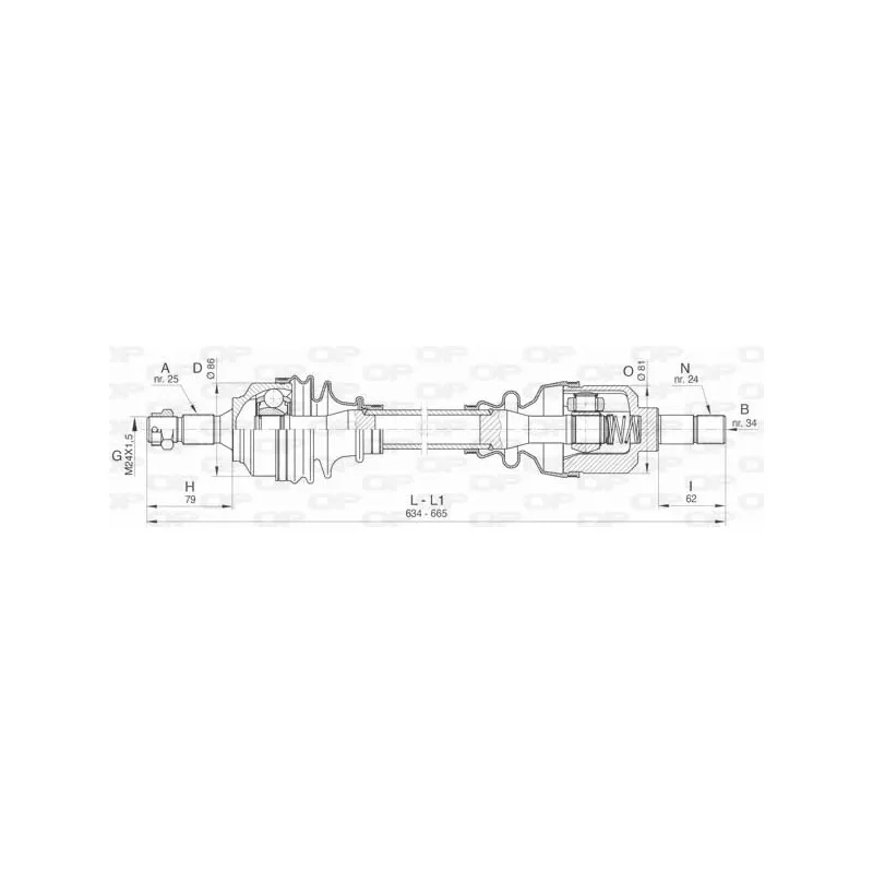 Arbre de transmission avant gauche OPEN PARTS DRS6435.00