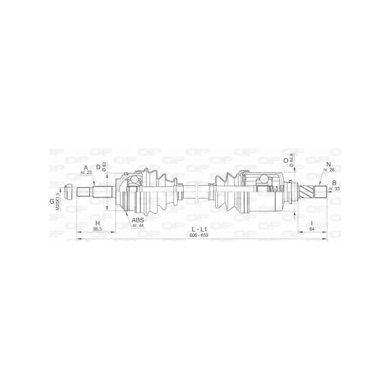 Arbre de transmission avant gauche OPEN PARTS DRS6437.00