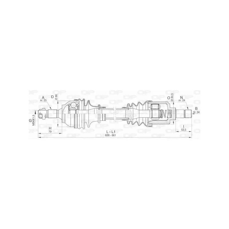 Arbre de transmission avant gauche OPEN PARTS DRS6438.00