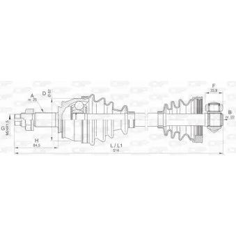 Arbre de transmission avant gauche OPEN PARTS DRS6443.00