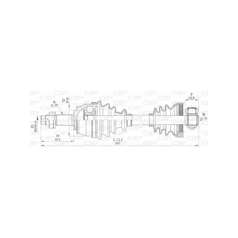 Arbre de transmission avant droit OPEN PARTS DRS6444.00