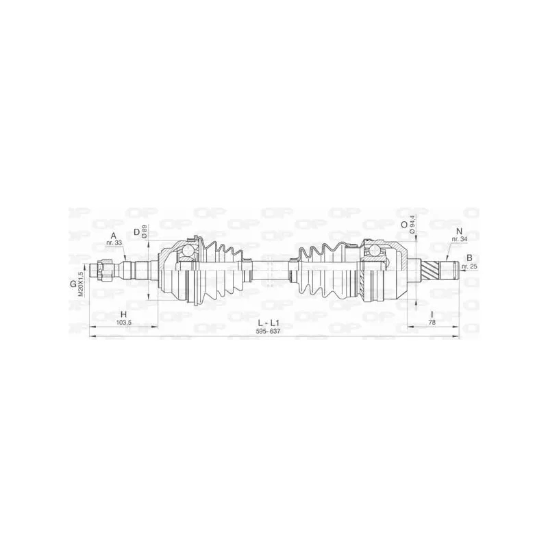 Arbre de transmission avant gauche OPEN PARTS DRS6446.00