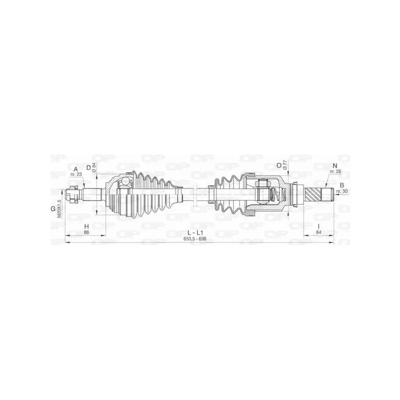 Arbre de transmission avant gauche OPEN PARTS DRS6447.00