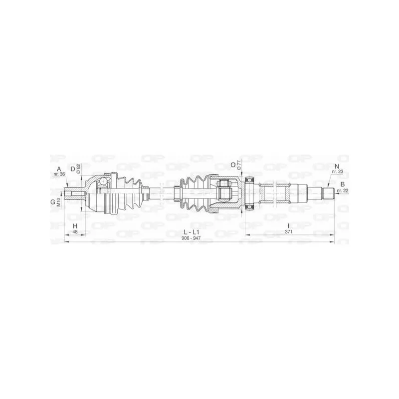 Arbre de transmission avant droit OPEN PARTS DRS6448.00