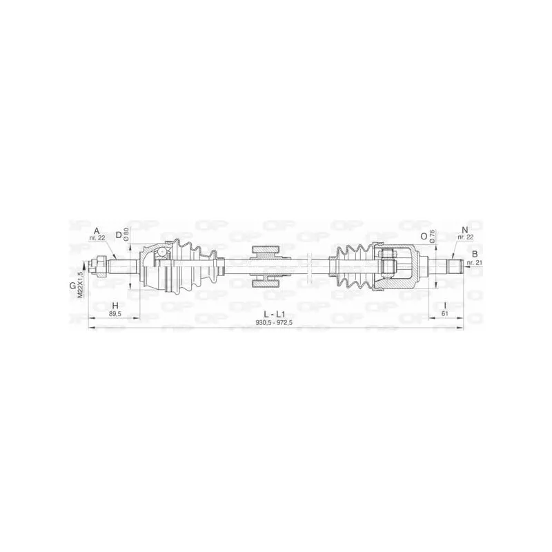 Arbre de transmission avant droit OPEN PARTS DRS6450.00