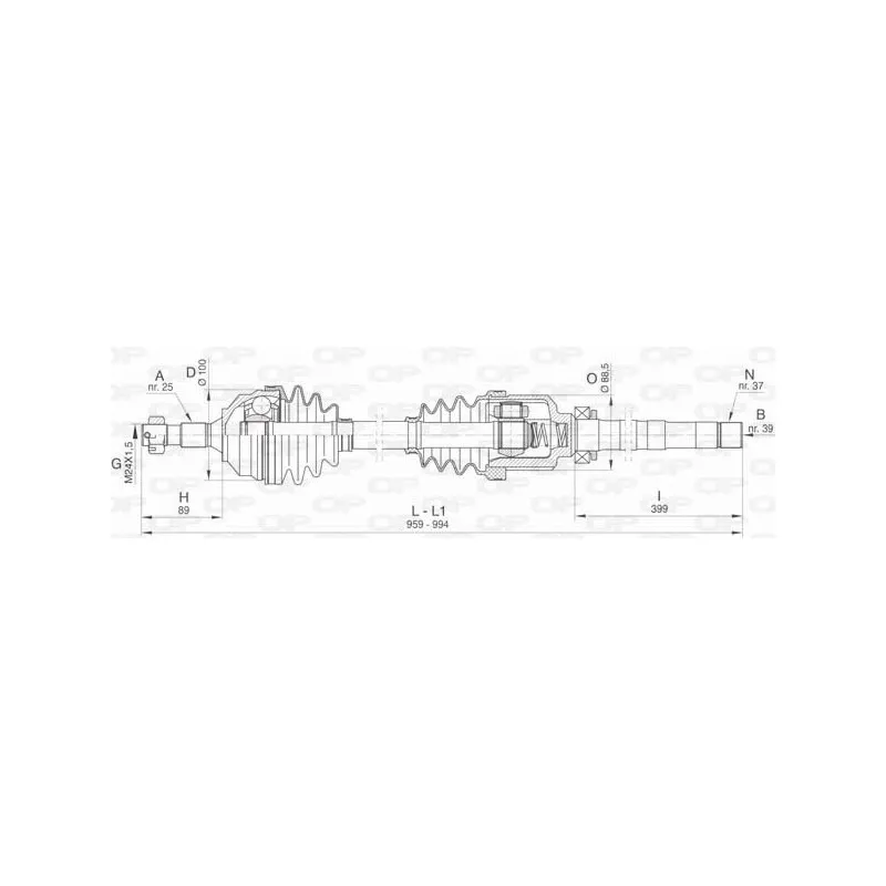 Arbre de transmission avant droit OPEN PARTS DRS6453.00