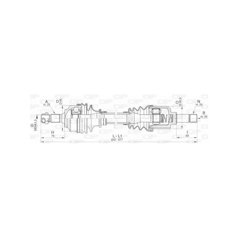 Arbre de transmission avant gauche OPEN PARTS DRS6454.00