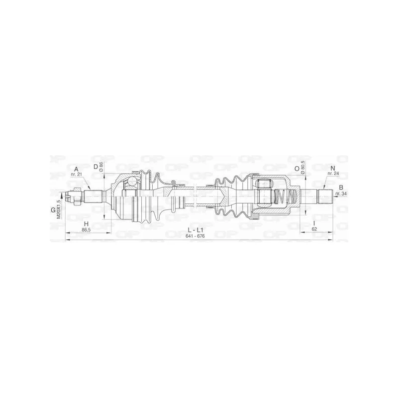 Arbre de transmission avant gauche OPEN PARTS DRS6455.00