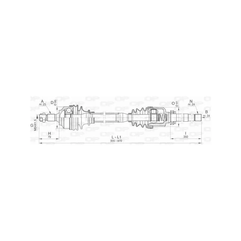 Arbre de transmission avant droit OPEN PARTS DRS6456.00