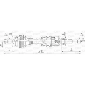 Arbre de transmission avant droit OPEN PARTS DRS6457.00