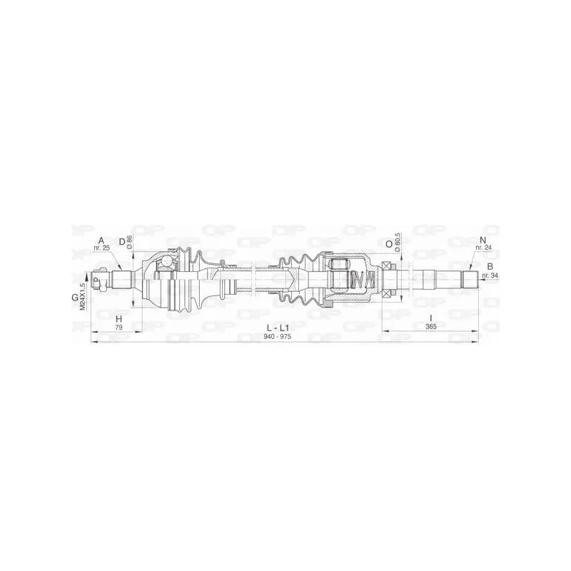 Arbre de transmission avant droit OPEN PARTS DRS6457.00