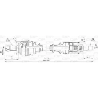 Arbre de transmission avant gauche OPEN PARTS DRS6458.00