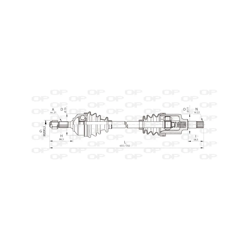 Arbre de transmission avant gauche OPEN PARTS DRS6460.00