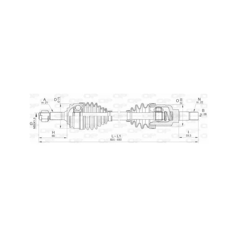 Arbre de transmission avant gauche OPEN PARTS DRS6462.00
