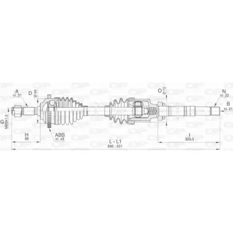 Arbre de transmission avant droit OPEN PARTS DRS6463.00