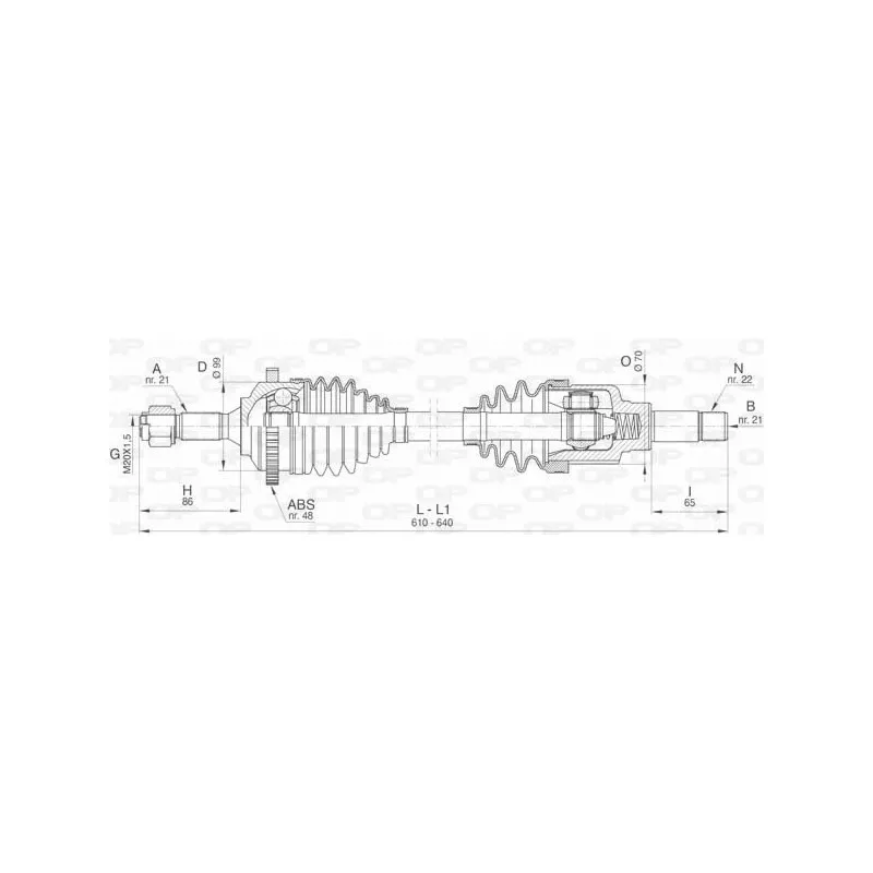 Arbre de transmission avant gauche OPEN PARTS DRS6464.00