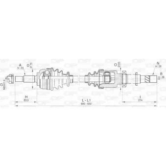 Arbre de transmission avant droit OPEN PARTS DRS6466.00