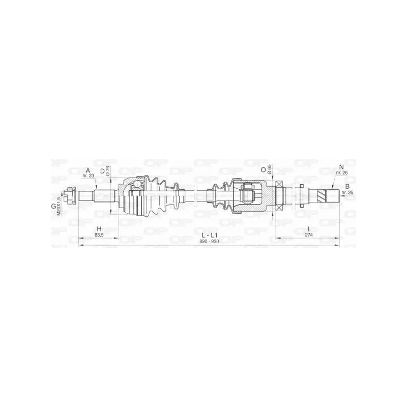 Arbre de transmission avant droit OPEN PARTS DRS6466.00