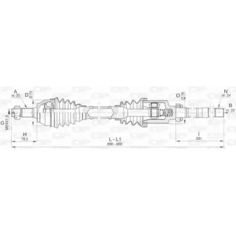 Arbre de transmission avant droit OPEN PARTS DRS6468.00