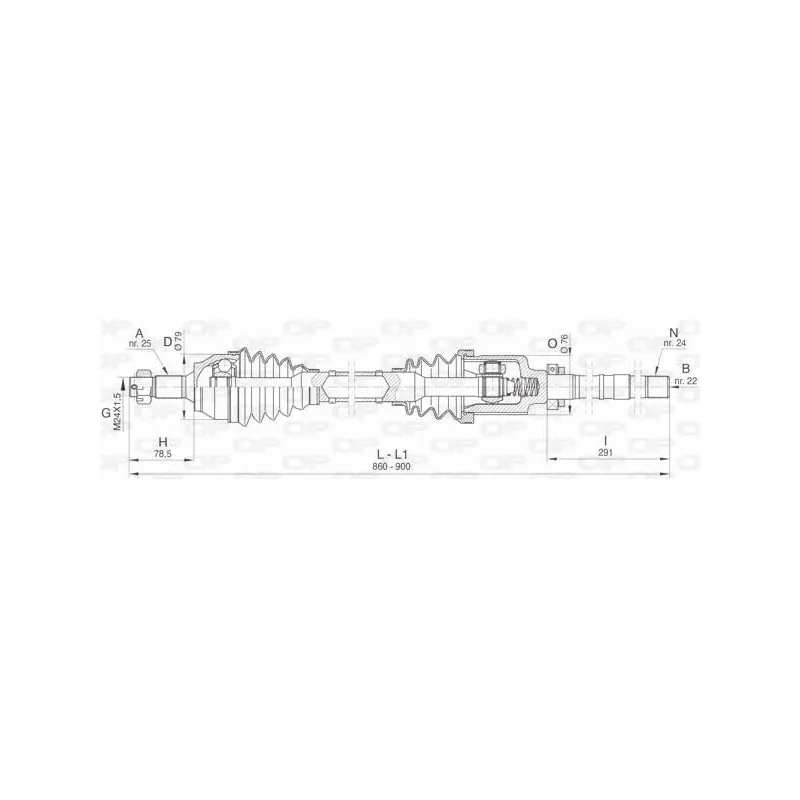 Arbre de transmission avant droit OPEN PARTS DRS6468.00