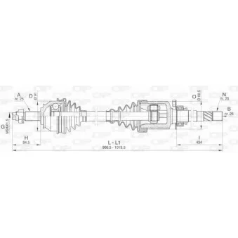 Arbre de transmission avant droit OPEN PARTS DRS6470.00