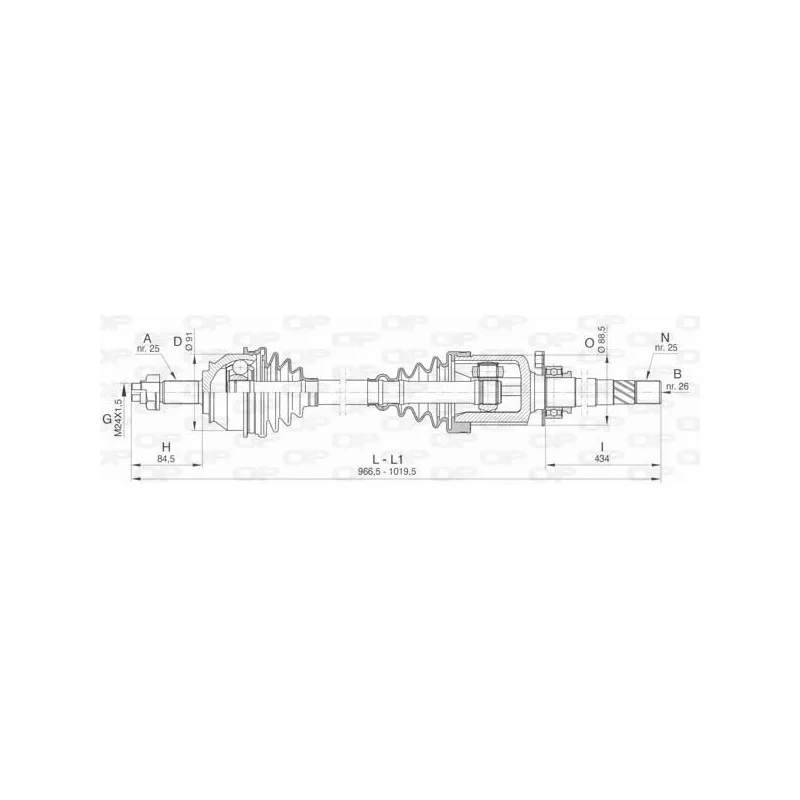 Arbre de transmission avant droit OPEN PARTS DRS6470.00