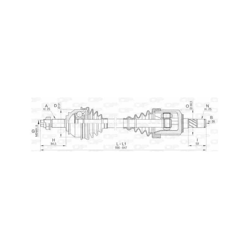 Arbre de transmission avant gauche OPEN PARTS DRS6471.00