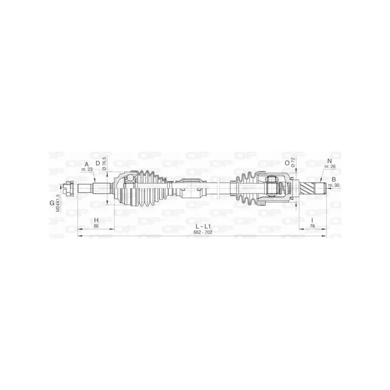 Arbre de transmission avant gauche OPEN PARTS DRS6472.00