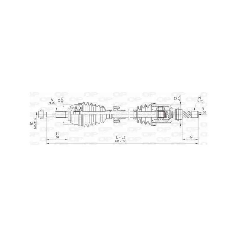 Arbre de transmission avant gauche OPEN PARTS DRS6475.00