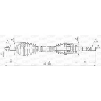 Arbre de transmission avant droit OPEN PARTS DRS6480.00