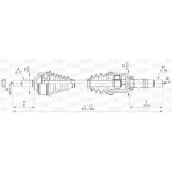 Arbre de transmission avant droit OPEN PARTS DRS6481.00