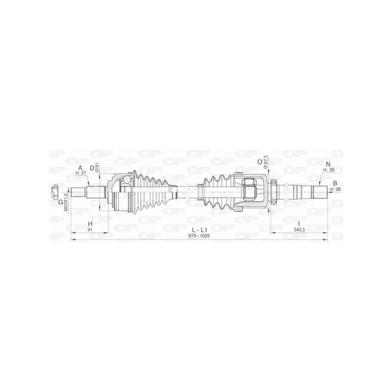 Arbre de transmission avant droit OPEN PARTS DRS6481.00