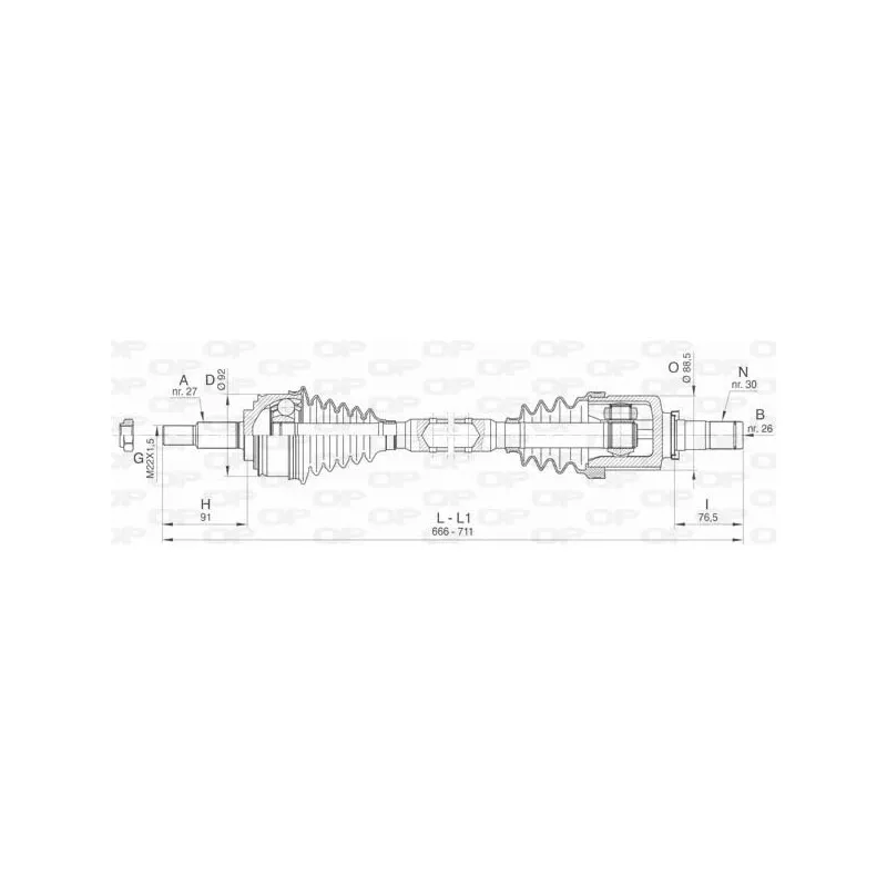 Arbre de transmission avant droit OPEN PARTS DRS6482.00
