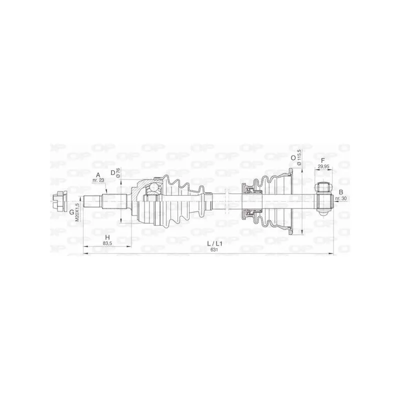 Arbre de transmission avant gauche OPEN PARTS DRS6483.00