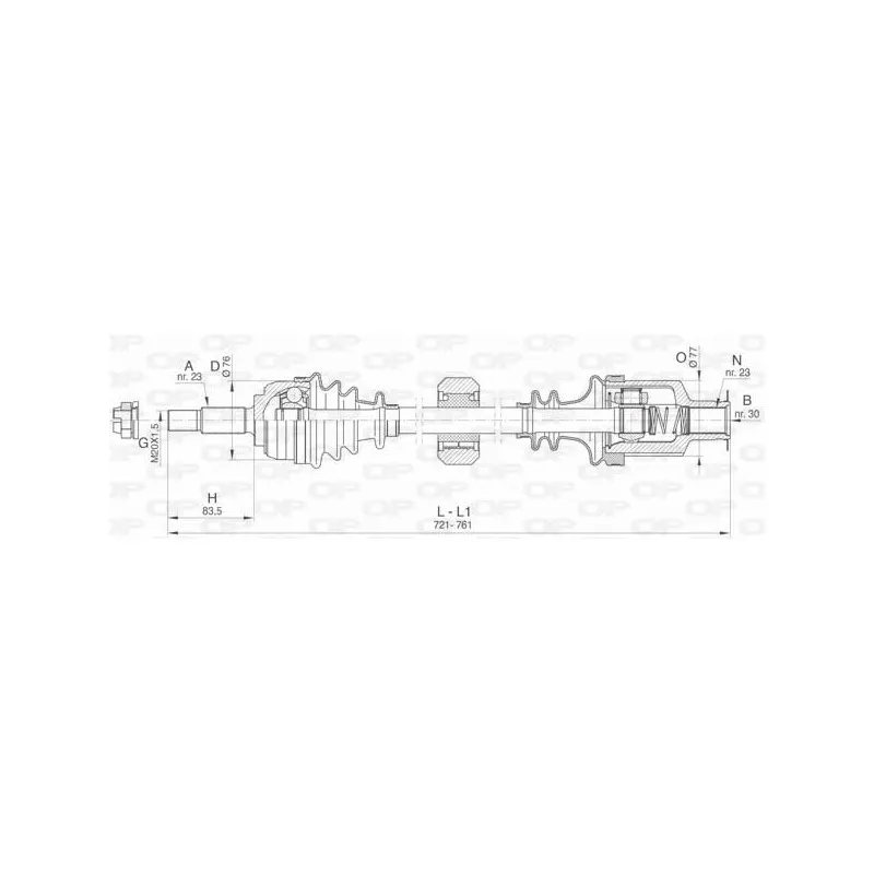 Arbre de transmission avant droit OPEN PARTS DRS6484.00