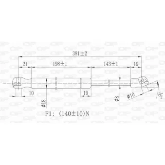 Vérin, vitre arrière OPEN PARTS GSR6098.00