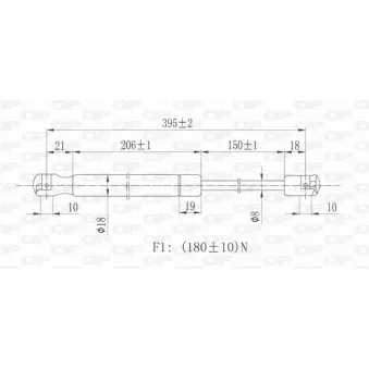 Vérin, vitre arrière OPEN PARTS GSR6184.00