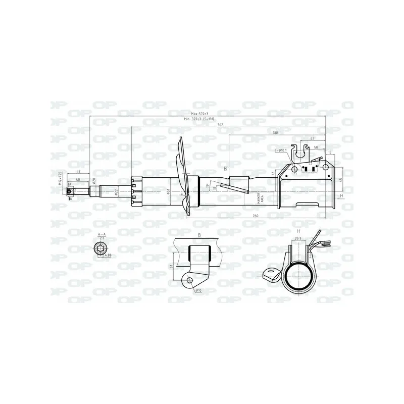 Amortisseur avant gauche OPEN PARTS SAB8053.31
