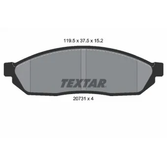 Jeu de 4 plaquettes de frein avant TEXTAR 2073101