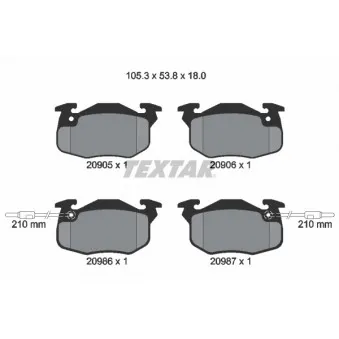 Jeu de 4 plaquettes de frein avant TEXTAR 2090506